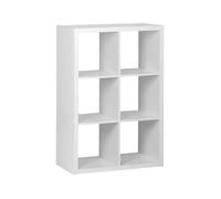 Etagère bibliothèque 2 niveaux 6 compartiments. casiers. effet bois blanc. L 111.2 x P 39 x H 76cm
