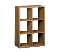 Etagère bibliothèque 2 niveaux 6 compartiments. casiers. effet bois de manguier. L 111.2 x P 39 x H 76cm
