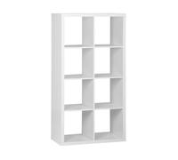 Etagère bibliothèque 4 niveaux 8 compartiments. casiers. effet bois blanc. L 76 x P 39 x H 146cm