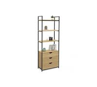 IDMarket - Etagère bibliothèque 4 Niveaux avec 3 tiroirs Detroit Design Industriel 170 cm