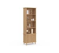 IDMarket - Etagère bibliothèque 4 Niveaux avec Placard Juliette Lattes tasseau Bois Coloris chêne
