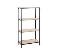 Étagère Bibliothèque 4 Niveaux "Miranda" 129cm Chêne & Noir