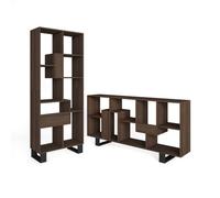 Étagère Bibliothèque, 67x31x174cm, Design industriel, Chêne foncé, RF4108