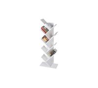 Etagère bibliothèque à livres forme d'arbre 8 niveaux en bois mélamine blanc