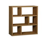 Etagère bibliothèque asymétrique 3 niveaux 6 compartiments casiers effet bois de manguier L 1112 x P 39 x H 1152cm