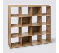 Etagère, bibliothèque avec 16 cases en bois coloris naturel - Longueur 135,5 x Profondeur 32 x Hauteur 135,5 cm - PEGANE - Bois G