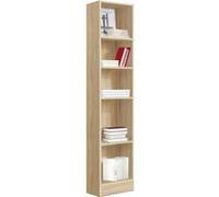 Etagère, bibliothèque avec 5 tablettes coloris chêne cambrian - longueur 42 x profondeur 33 x hauteur 186 cm - -