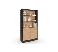 IDMarket - Etagère bibliothèque Carla 3 Niveaux XXL 1 Placard Noir et Effet Bois 190 cm