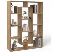 Etagère bibliothèque COLETTE avec 11 compartiments effet bois H.143 cm