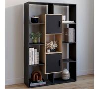 IDMarket - Étagère bibliothèque Colette 11 compartiments et 2 cases noir effet bois 143 cm