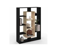 Etagère Bibliothèque Colette Avec 11 Compartiments Noir Et Effet Bois H.143 Cm Noir