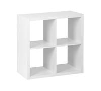 Etagère bibliothèque cubique 2 niveaux 4 compartiments. casiers. effet bois blanc. L 76 x P 39 x H 76cm