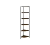 Etagère bibliothèque d'angle style industriel 6 étagères dim. 34L x 34l x 166H cm métal noir MDF aspect bois