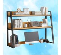 Étagère/bibliothèque De Bureau À 2 Niveaux, Bibliothèque Pour Bureau D'ordinateur, Supports D'imprimante En Bois Et En Métal, Étagère De Rangement Pour Table À Domicile Et Présentoir(Black,95X32X90CM)