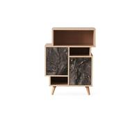 Toilinux - Etagère bibliothèque design marbré Izmir - L. 70 x H. 90 cm - Gris anthracite - Izmir Gris foncé G