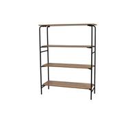 Etagère bibliothèque en bois et métal à 4 étages "Marcel" - Marron/noir - H 140,5 x P 37,5 x L 105 cm