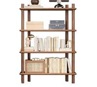 Étagère Bibliothèque en Bois sur Pied, Meuble De Rangement Mural Incliné, Rayonnage Multi-Niveaux pour Salon, Organiseur D'appoint pour Livres Et Décoration(80 * 30 * 113CM)