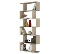 Etagère bibliothèque en panneau de particules mélaminé coloris blanc mat et chêne - Hauteur 192 x Longueur 80 cm x Profondeur 24 cm