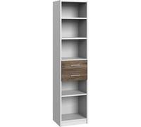 Etagères enfant Pegane Etagère, bibliothèque enfant 2 tiroirs Blanc, rechampis imitation chêne Flagstaff - longueur 48 x hauteur 197 x profondeur 40 cm--
