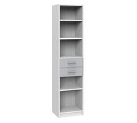 Etagères enfant Pegane Etagère, bibliothèque enfant 2 tiroirs coloris Blanc, rechampis gris clair - longueur 48 x hauteur 197 x profondeur 40 cm--