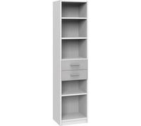 Etagères enfant Pegane Etagère, bibliothèque enfant 2 tiroirs coloris Blanc, rechampis teinte béton gris clair - longueur 48 x hauteur 197 x profondeur 40 cm--
