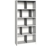 Etagères enfant Pegane Etagère, bibliothèque enfant coloris Blanc, rechampis graphite - longueur 90 x hauteur 197 x profondeur 38 cm--