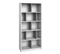 Etagère, bibliothèque enfant coloris Blanc, rechampis gris clair - longueur 90 x hauteur 197 x profondeur 38 cm--