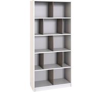 Etagères enfant Pegane Etagère, bibliothèque enfant coloris Blanc, rechampis imitation chêne Flagstaff - longueur 90 x hauteur 197 x profondeur 38 cm--