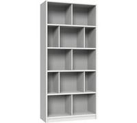 Etagère, bibliothèque enfant coloris Blanc, rechampis teinte béton gris clair - longueur 90 x hauteur 197 x profondeur 38 cm-PEGANE- Blanc