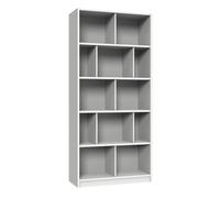 Etagère, bibliothèque enfant coloris Blanc, rechampis teinte béton gris clair - longueur 90 x hauteur 197 x profondeur 38 cm-PEGANE- Blanc