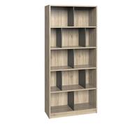 Etagère, bibliothèque enfant coloris Imitation chêne San Remo, rechampis graphite - longueur 90 x hauteur 197 x profondeur 38 cm--