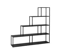 sweeek - Etagère bibliothèque escalier en métal Noir 4 Niveaux Industrielle L 160 x P 30 x H 157cm