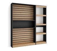 Étagère Bibliothèque, Étagère de Rangement, 170x25x186cm, Salon Salle à manger Bureau, Chêne , RF2334