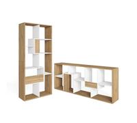Étagère Bibliothèque, Étagère de Rangement, 67x31x162cm, Chêne et blanc, RF4115