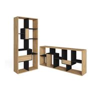 Étagère Bibliothèque, Étagère de Rangement, 67x31x162cm, Chêne et noir, RF4113