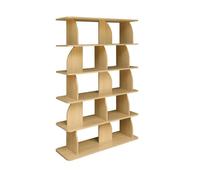 Etagère. bibliothèque exotique décor bois chêne 5 niveaux. séparateurs courbés - Alva