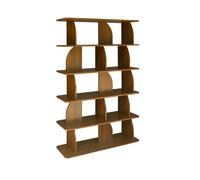 Etagère. bibliothèque exotique décor bois noyer 5 niveaux. séparateurs courbés - Alva