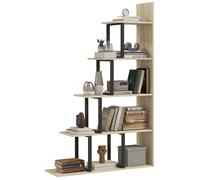 Étagère bibliothèque - HOMCOM - séparateur pièce style industriel escalier 5 étagères - bois - 102x30x160cm - chêne