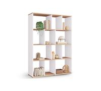 IDMarket Étagère bibliothèque JENA 4 niveaux Blanc et effet bois H.143 cm
