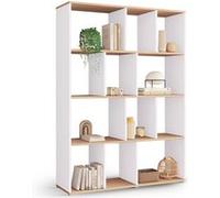 IDMarket Étagère bibliothèque JENA 4 niveaux Blanc et effet bois H.143 cm