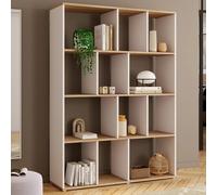 Etagère Bibliothèque Jena 4 Niveaux Blanc Et Effet Bois H.143 Cm Blanc