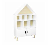 Etagère Bibliothèque Maison Pour Enfant - Tobias- Bois Massif En Pin Naturel Blanc - 3 Niveaux 8 Blanc