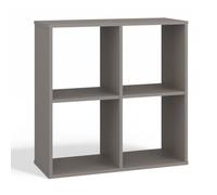 CDF Bibliothèque Étagère à 4 Compartiments Cube de Rangement Diviseur de Pièce Meuble pour Salon Bureau Chambre d'enfant 74 x 75 x 30 cm - Argile (Gris)