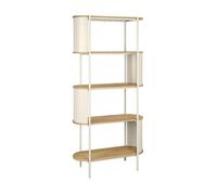 Etagère bibliothèque métal courbé et décor bois 5 niveaux beige - Molto