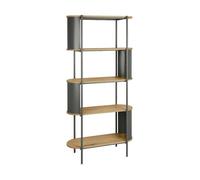 Etagère bibliothèque métal courbé et décor bois 5 niveaux vert - Molto