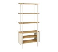 Etagère bibliothèque métal courbé et décor bois 6 niveaux beige - Molto