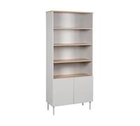 Etagère. bibliothèque métal et décor bois 6 niveaux beige et naturel - Ashton