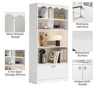 Étagère Bibliothèque Moderne 63 Pouces - 6 Cases + 2 Portes, Rangement Élégant Blanc pour Salon/Bureau，80 x 160 x 30 cm