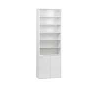 Etagère. bibliothèque modulable décor bois blanc 3 éléments - 2 portes 5 étagères L 70 x P 35 x H 210cm - Kompo