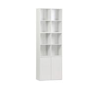 Etagère. bibliothèque modulable décor bois blanc 3 éléments - 2 portes 8 niches L 70 x P 35 x H 210cm - Kompo